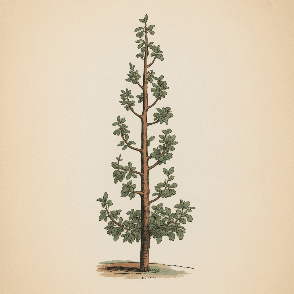 Illustration en planche botanique de la forme Fuseau