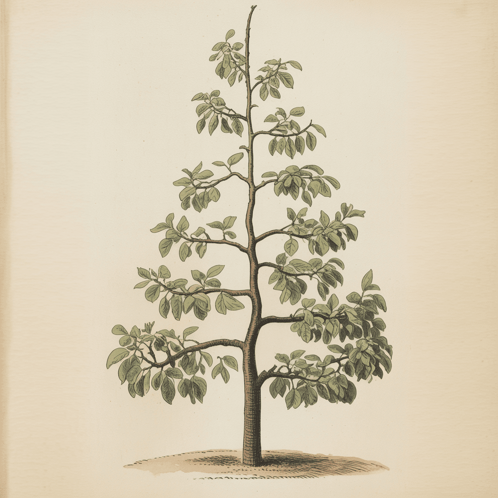 Illustration en planche botanique de la forme Pyramide